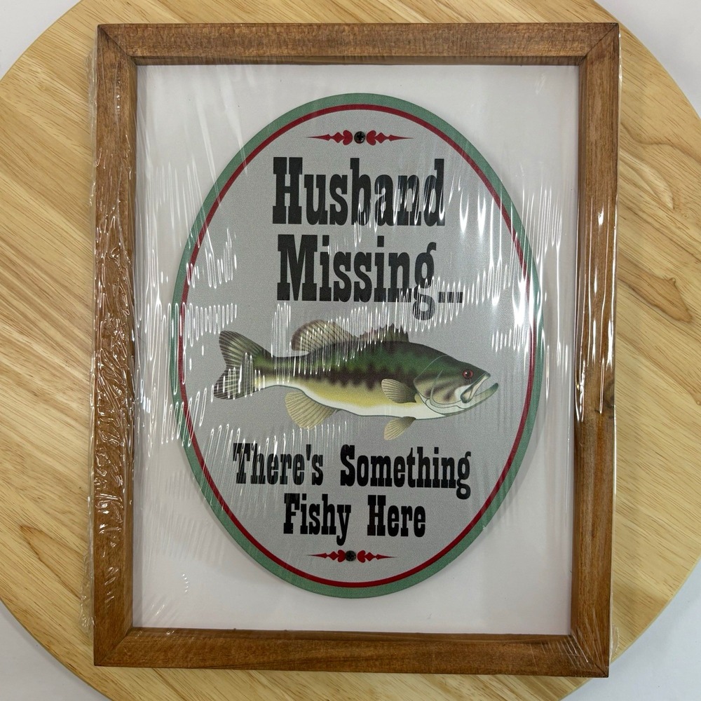 Hobby Lobby Husband Missing Fishing Wooden Wall Plaque 2548998 10.8 x 8.7 in